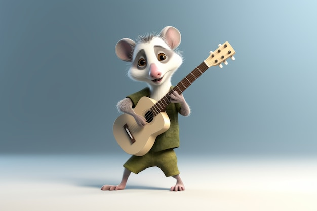 Un opossum lindo tocando la guitarra
