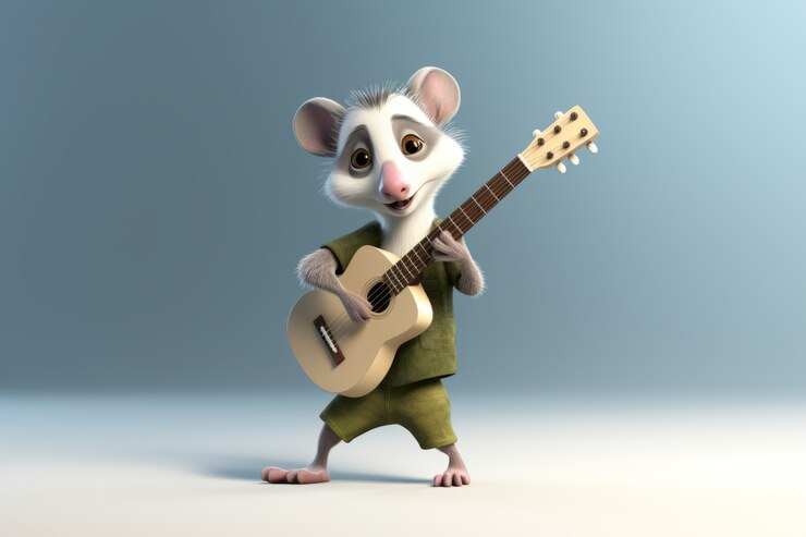 Foto gratuito opossum lindo tocando la guitarra