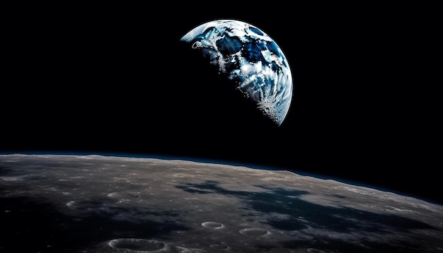 Foto gratuita orbitando el planeta tierra, un satélite mapea el entorno global generado por ai