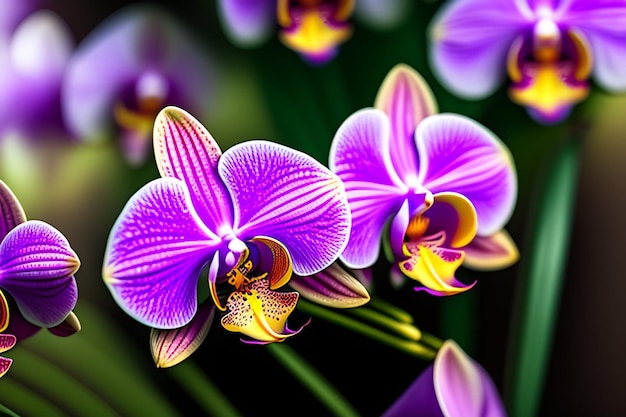 Foto gratuita las orquídeas moradas son un símbolo de amor y felicidad.