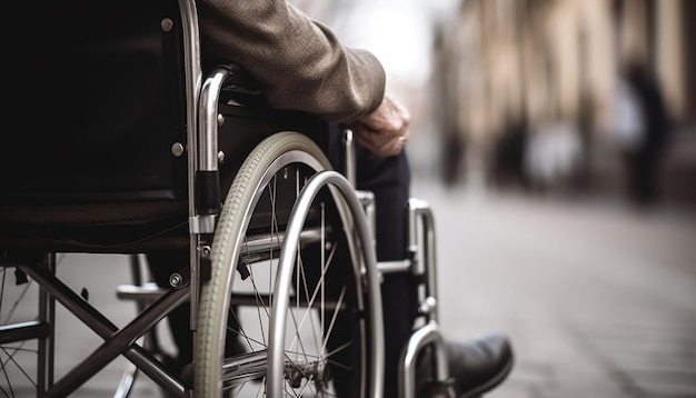 Foto gratuita paciente parapléjico sentado en silla de ruedas recibiendo atención generada por ia