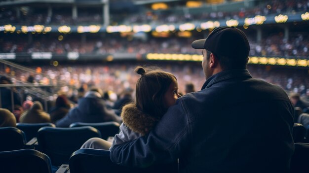 Padre e hija disfrutando juntos de un juego en la ciudad de Nueva York