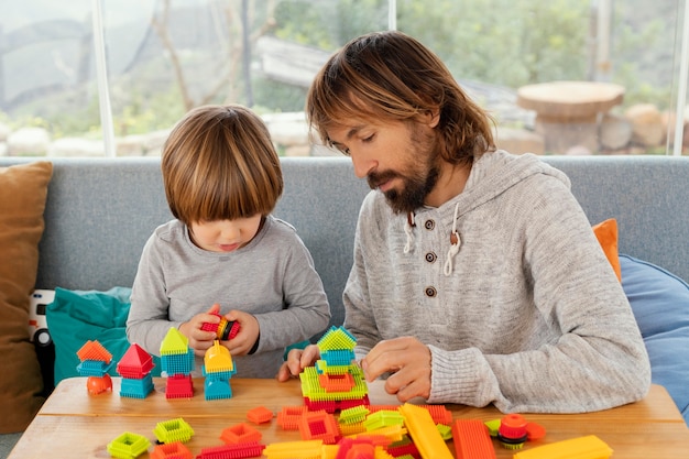 Padre e hijo, juego, juntos