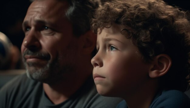 Foto gratuita padre e hijo sonriendo primer plano retrato ia generativa