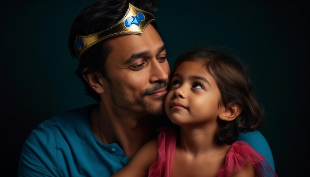 Foto gratuita padre vinculándose con su hijo en un alegre retrato generado por ia