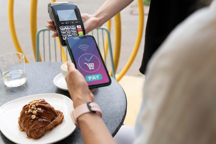 Foto gratuito pago de tecnología fácil e inalámbrico