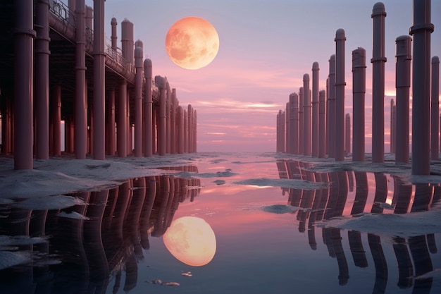 Foto gratuita paisaje abstracto con vista fotorrealista de la luna