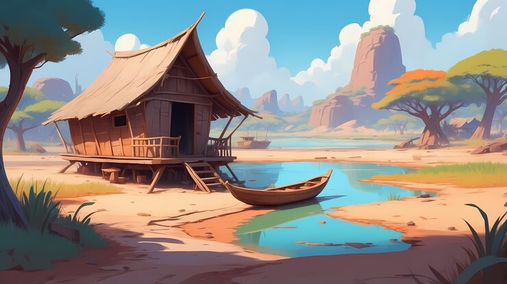 Foto gratuito paisaje de una aldea africana de estilo arte digital