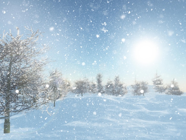 paisaje de árboles de invierno 3D