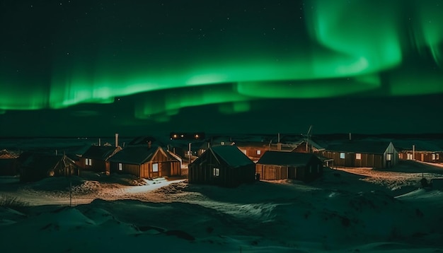 Foto gratuita paisaje ártico iluminado majestuosa cordillera aurora polaris generada por ia