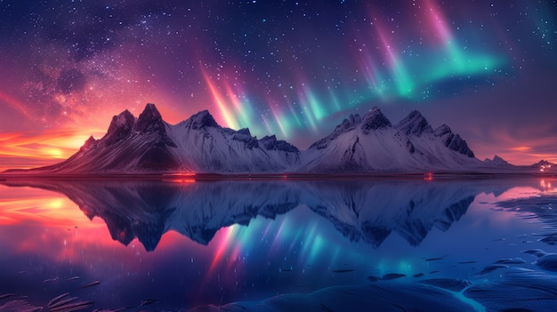 Foto gratuita el paisaje de la aurora boreal sobre el mar