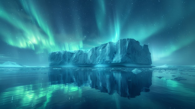 El paisaje de la aurora boreal sobre el mar