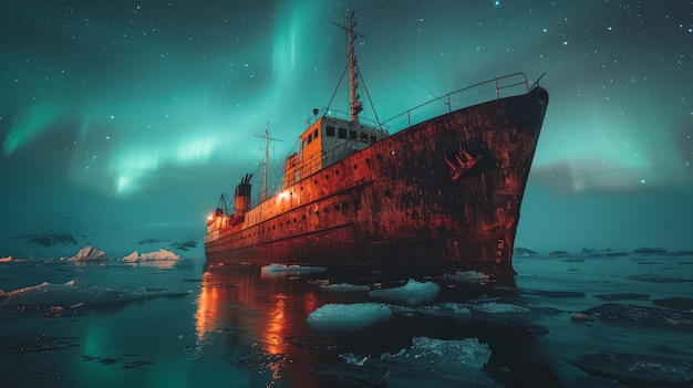 Foto gratuita el paisaje de la aurora boreal sobre el mar