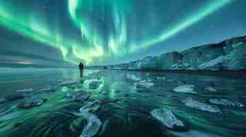 Foto gratuita el paisaje de la aurora boreal sobre el mar