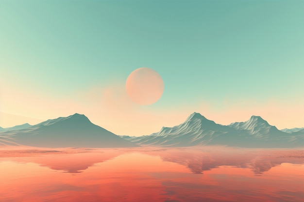 Paisaje del cielo en estilo de arte digital con planeta.