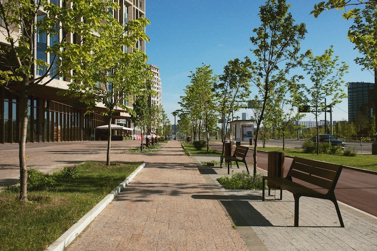 Foto gratuito paisaje de ciudad analógica con edificios.