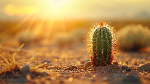 Paisaje desértico con especies de cactus y plantas