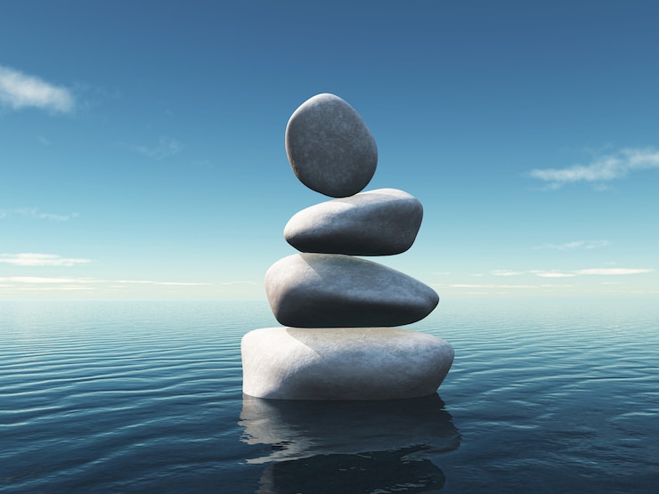 Foto gratuito paisaje con escalones de equilibrio en un océano