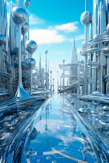 Paisaje de escena de fantasía futurista