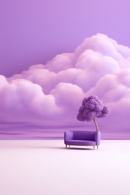 Paisaje de fantasía abstracto con el color del año en tonos púrpura