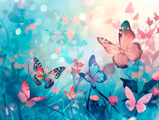 Foto gratuita paisaje de fantasía con mariposa