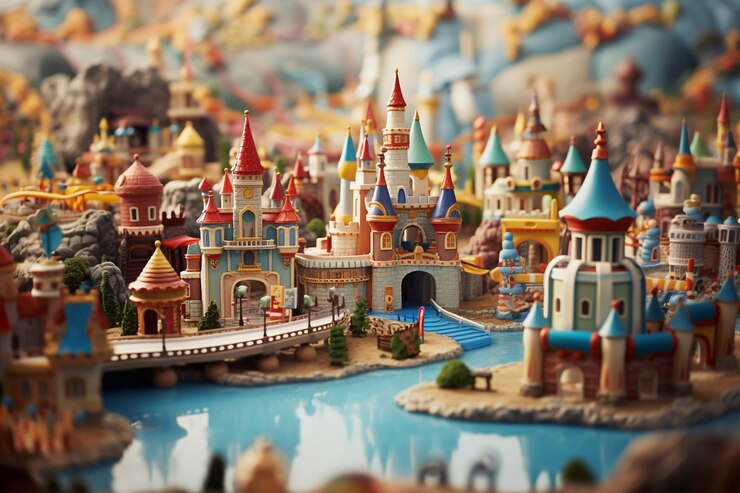 Foto gratuito paisaje de fantasía medieval de desplazamiento de inclinación