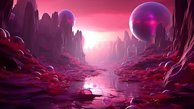 Foto gratuita paisaje de fantasía de naturaleza magenta