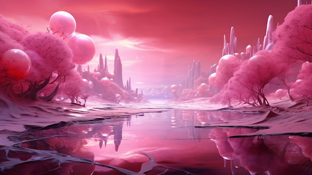 Foto gratuita paisaje de fantasía de naturaleza magenta