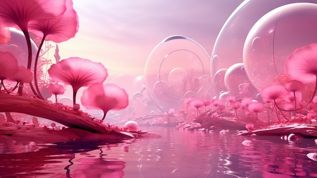 Foto gratuita paisaje de fantasía de naturaleza magenta