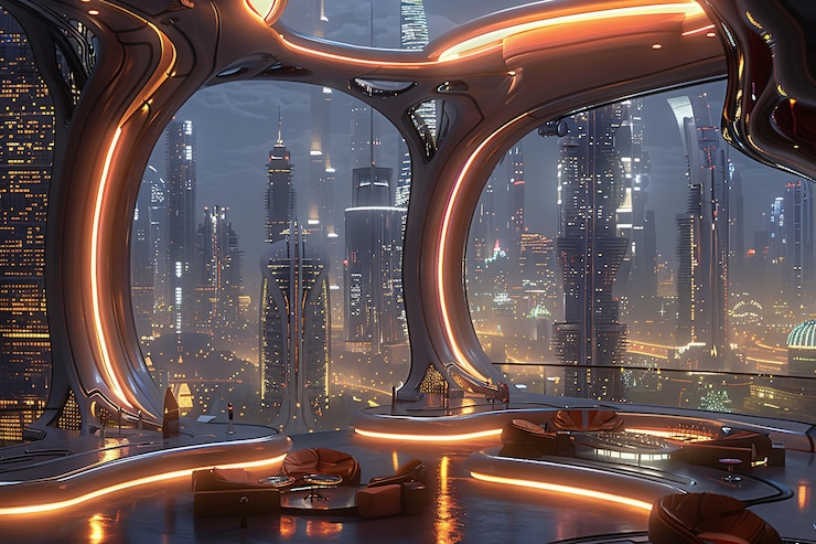 Foto gratuito paisaje futurista de dubái