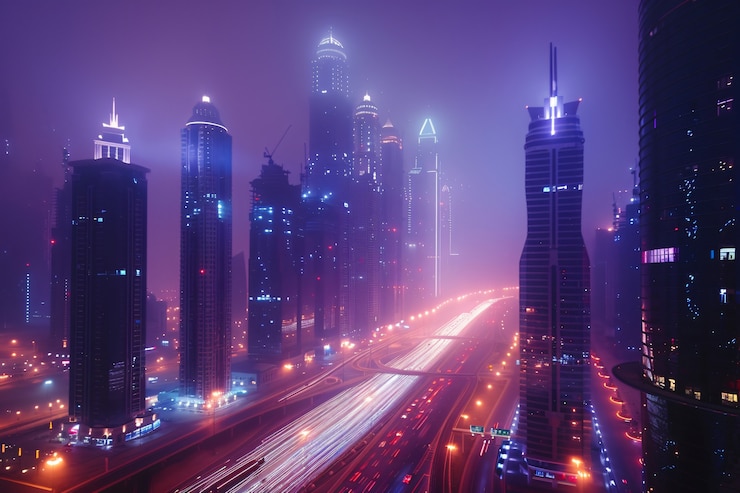 Foto gratuito paisaje futurista de dubái