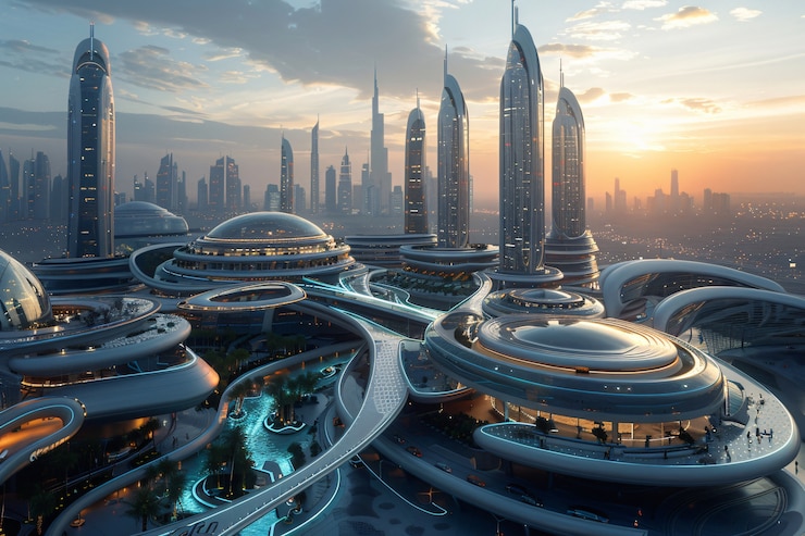 Foto gratuito paisaje futurista de dubái