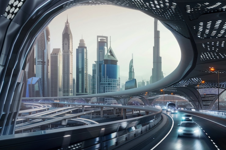 Foto gratuito paisaje futurista de dubái