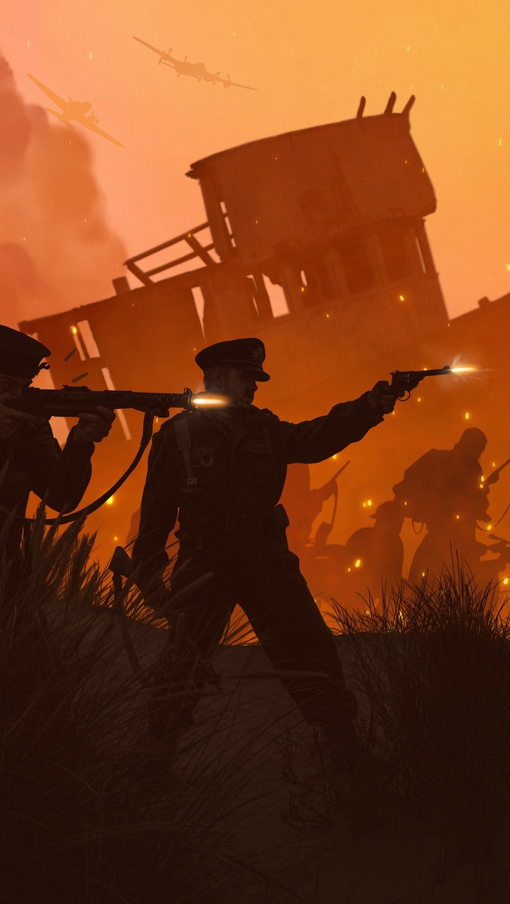 Foto gratuito paisaje de guerra y conflicto con combatientes.