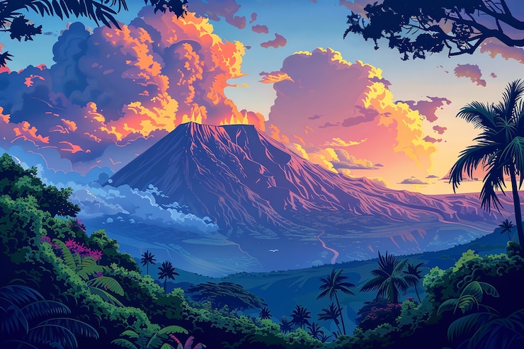 Foto gratuito paisaje de hawai con estilo de arte digital