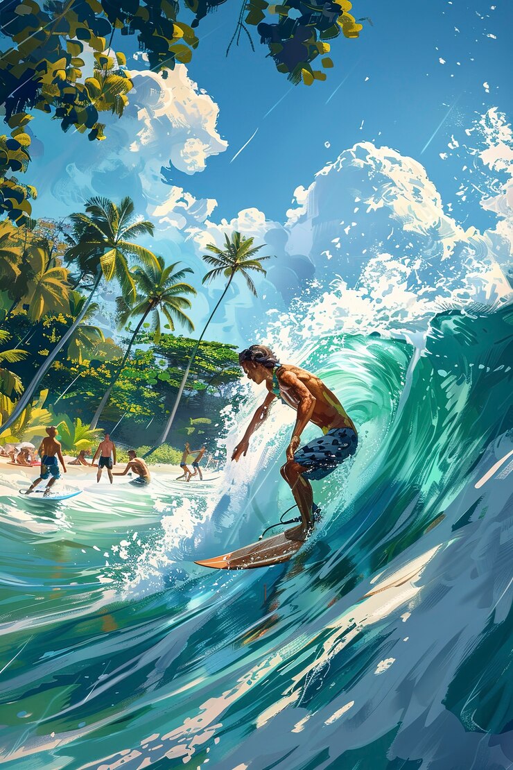 Foto gratuito paisaje de hawai con estilo de arte digital