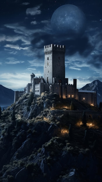 Foto gratuita paisaje inspirado en el mítico videojuego con castillo