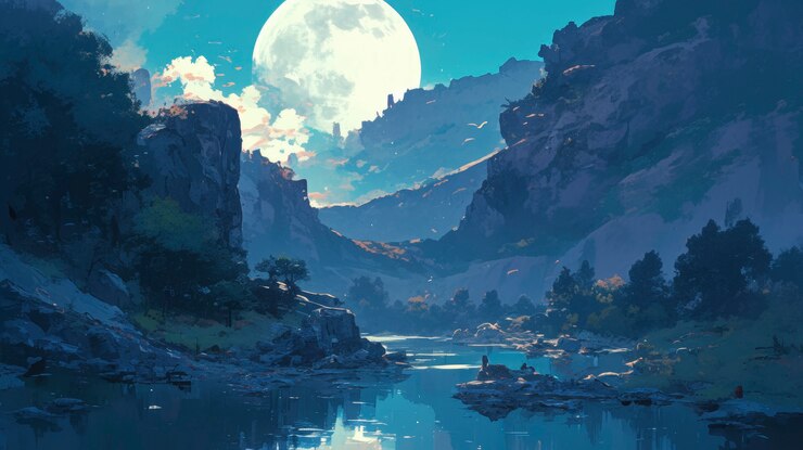 Foto gratuito paisaje de la luna en el anime