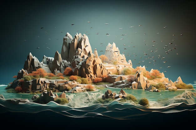 Foto gratuita paisaje marino en 3d