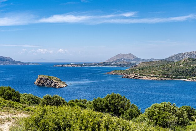 El paisaje marino en Cape Sunion, Grecia
