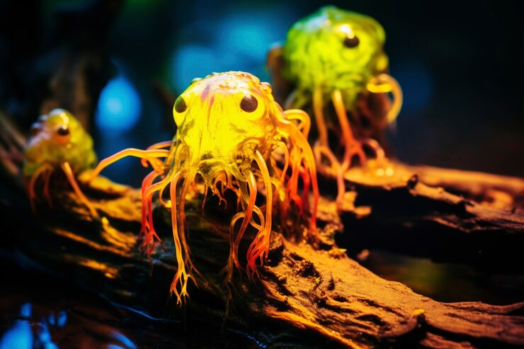 Foto gratuito paisaje marino de fantasía con naturaleza bioluminescente