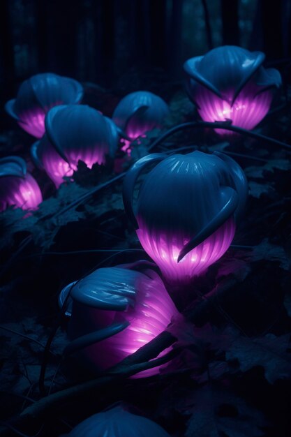 Paisaje marino con naturaleza bioluminescente
