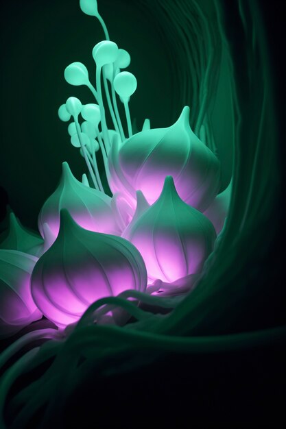 Paisaje marino con naturaleza bioluminescente