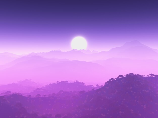 paisaje de montaña púrpura