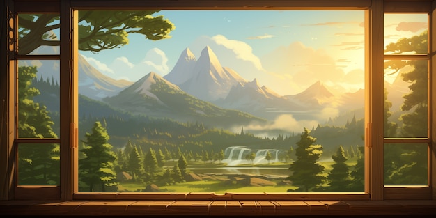 Foto gratuita paisaje de montañas al estilo de anime