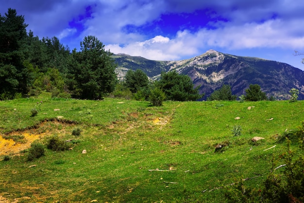 paisaje de montañas bajo cielo nublado