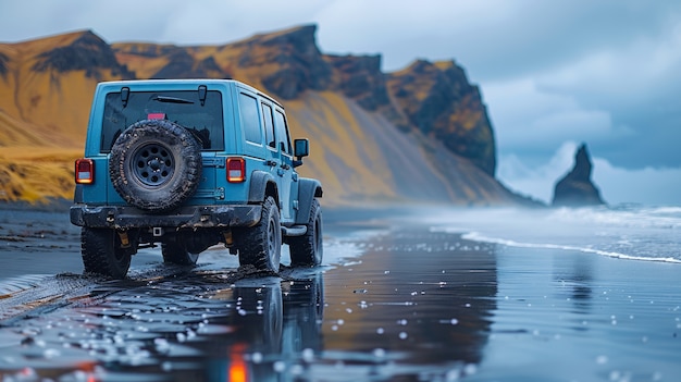 Foto gratuita paisaje natural con arena negra en la playa