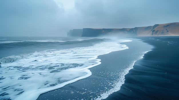 Foto gratuita paisaje natural con arena negra en la playa