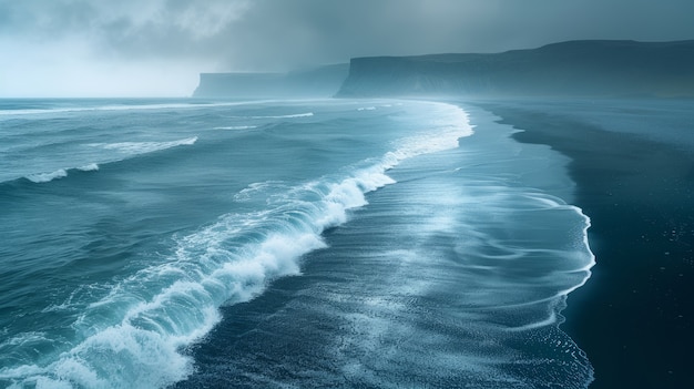 Foto gratuita paisaje natural con arena negra en la playa