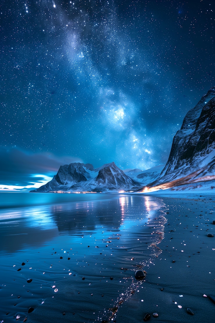 Paisaje natural con cielo despejado y estrellado